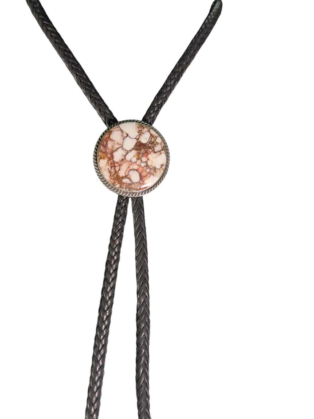 Trail Rider, Wild Horse Bolo Tie, Navajo Sterling, by P Yazzie, detail close-up