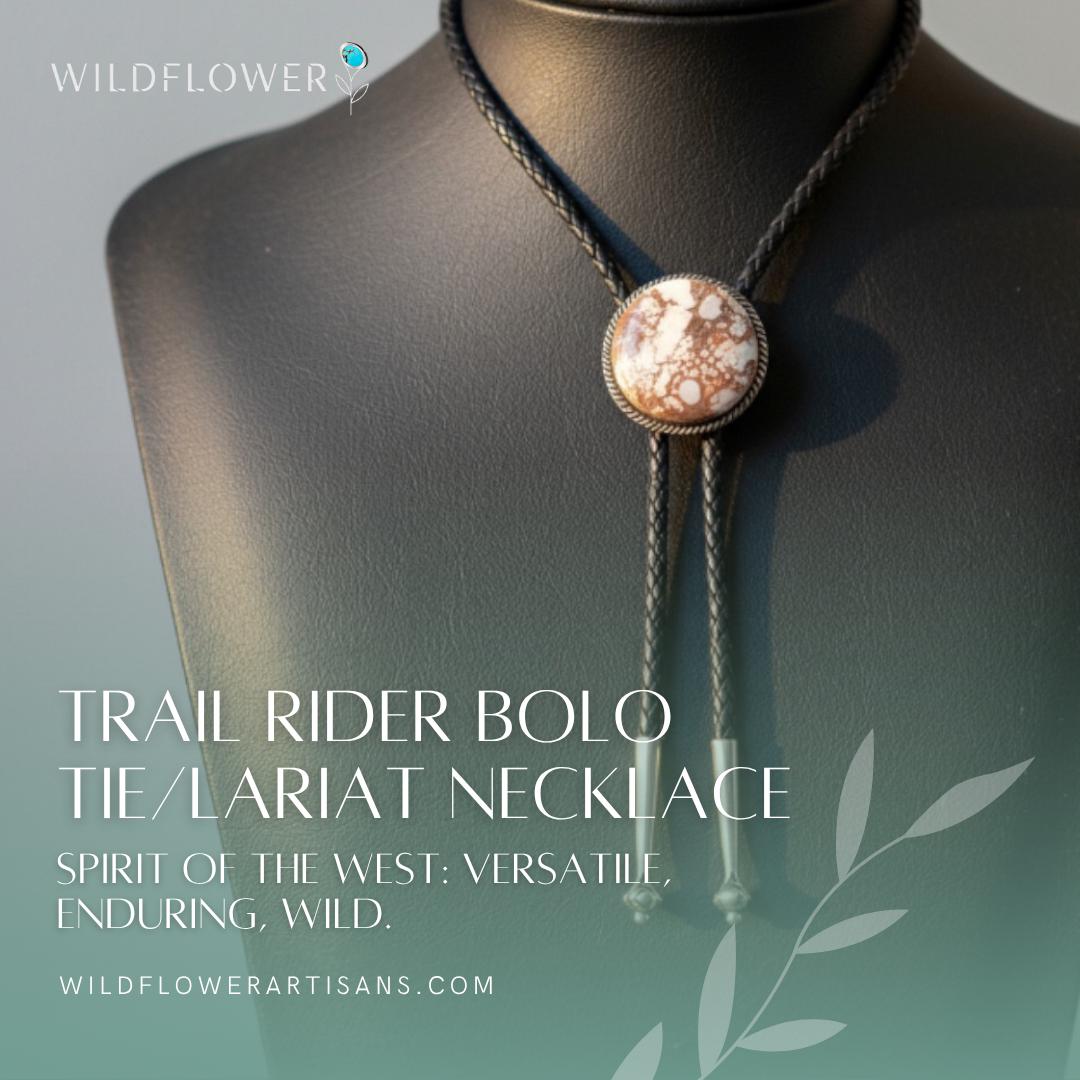 Trail Rider, Wild Horse Bolo Tie, Navajo Sterling, by P Yazzie