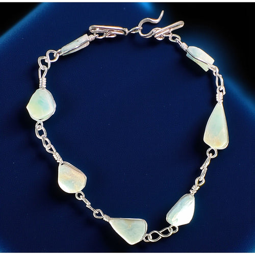 Caribbean Drop, Larimar Adjustable Anklet & Bracelet, Sterling Silver, side angle