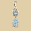 Golden Hills Turquoise Pendant Necklace in Navajo Sterling Silver, by Randy Billy, shown on a desert plaster background