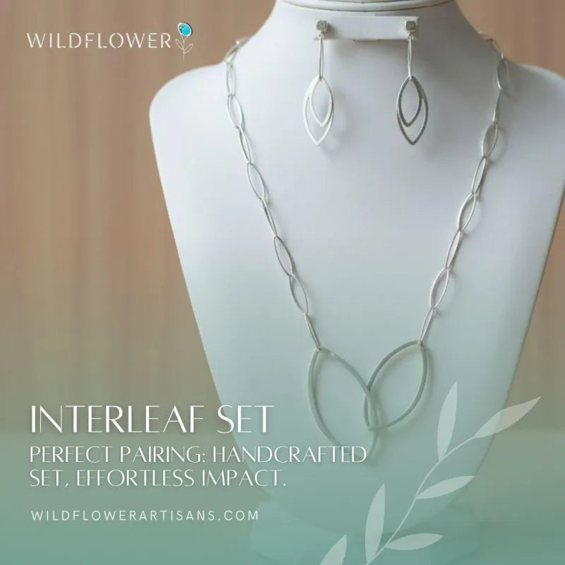 Interleaf Necklace, Sterling Silver Leaf Pendant, by Grace Chin