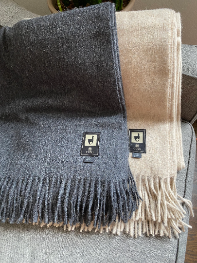 Peruvian Alpaca Fringe Throw in Solid Colors