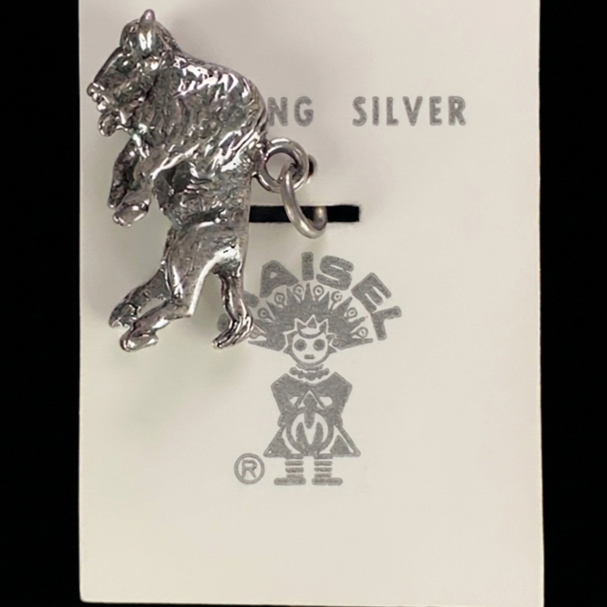 Reverse of the vintage Maisel's sterling silver buffalo charm