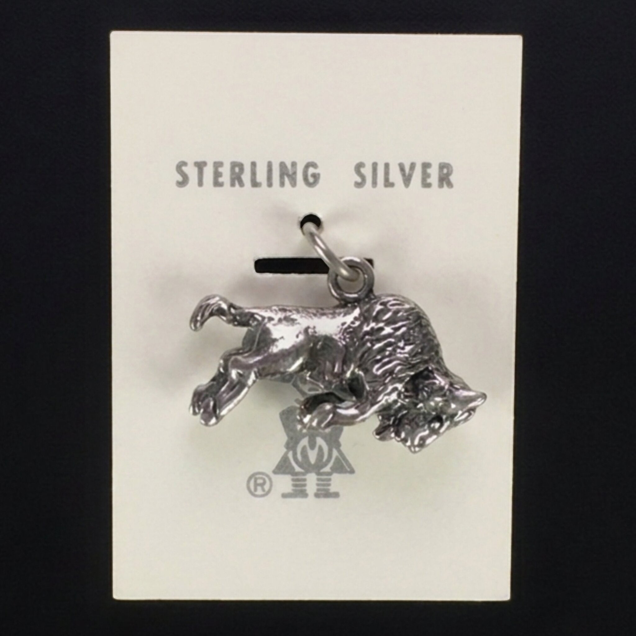 Vintage Maisel's sterling silver buffalo charm on its original trading post card
