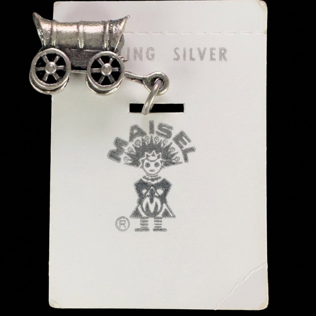 Reverse of the vintage Maisel's sterling silver covered wagon charm