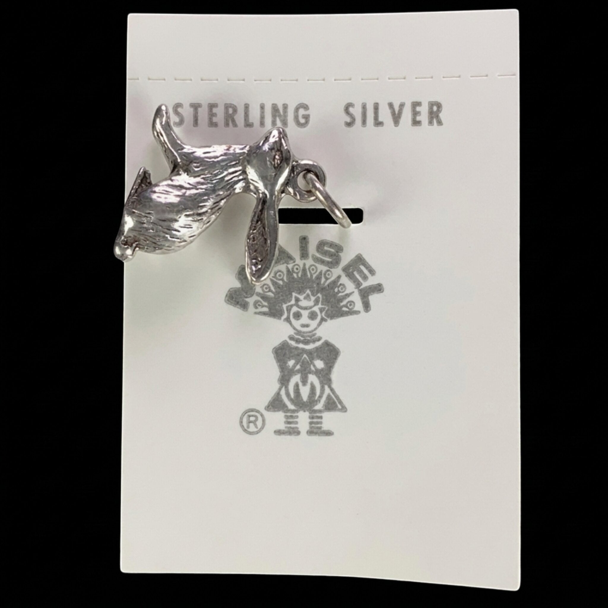 Reverse of the vintage Maisel's sterling silver jackrabbit charm