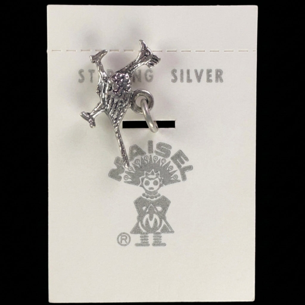 Reverse of the vintage Maisel's small textured sterling silver roadrunner charm