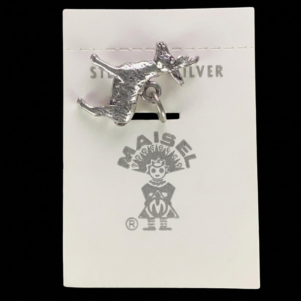 Reverse of the vintage Maisel's sterling silver standing elk charm
