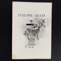 Vintage Maisel's sterling silver standing elk charm on its original trading post card