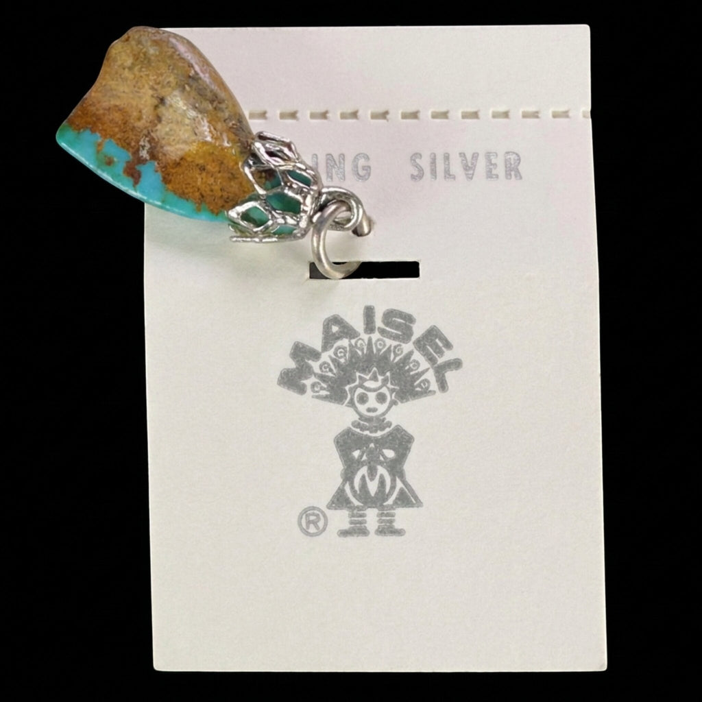 Reverse of the vintage Maisel's turquoise nugget pendant showing the sterling bail