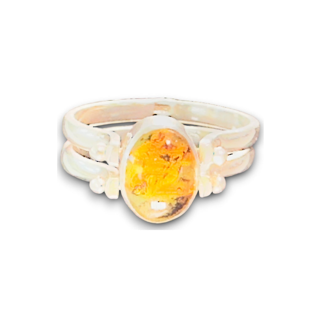 Mar Caribe, Reversible Larimar & Amber Flip Ring, Sterling Silver, scale reference