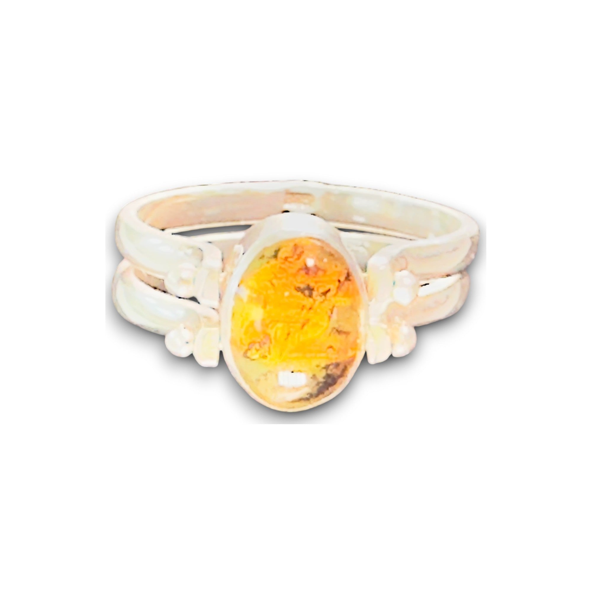 Mar Caribe, Reversible Larimar & Amber Flip Ring, Sterling Silver, scale reference