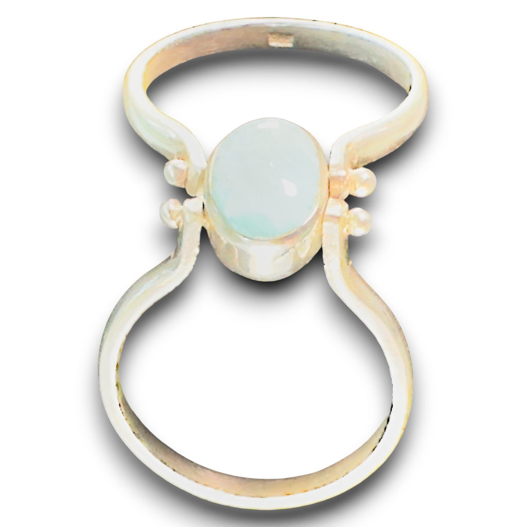 Mar Caribe, Reversible Larimar & Amber Flip Ring, Sterling Silver, stone close-up
