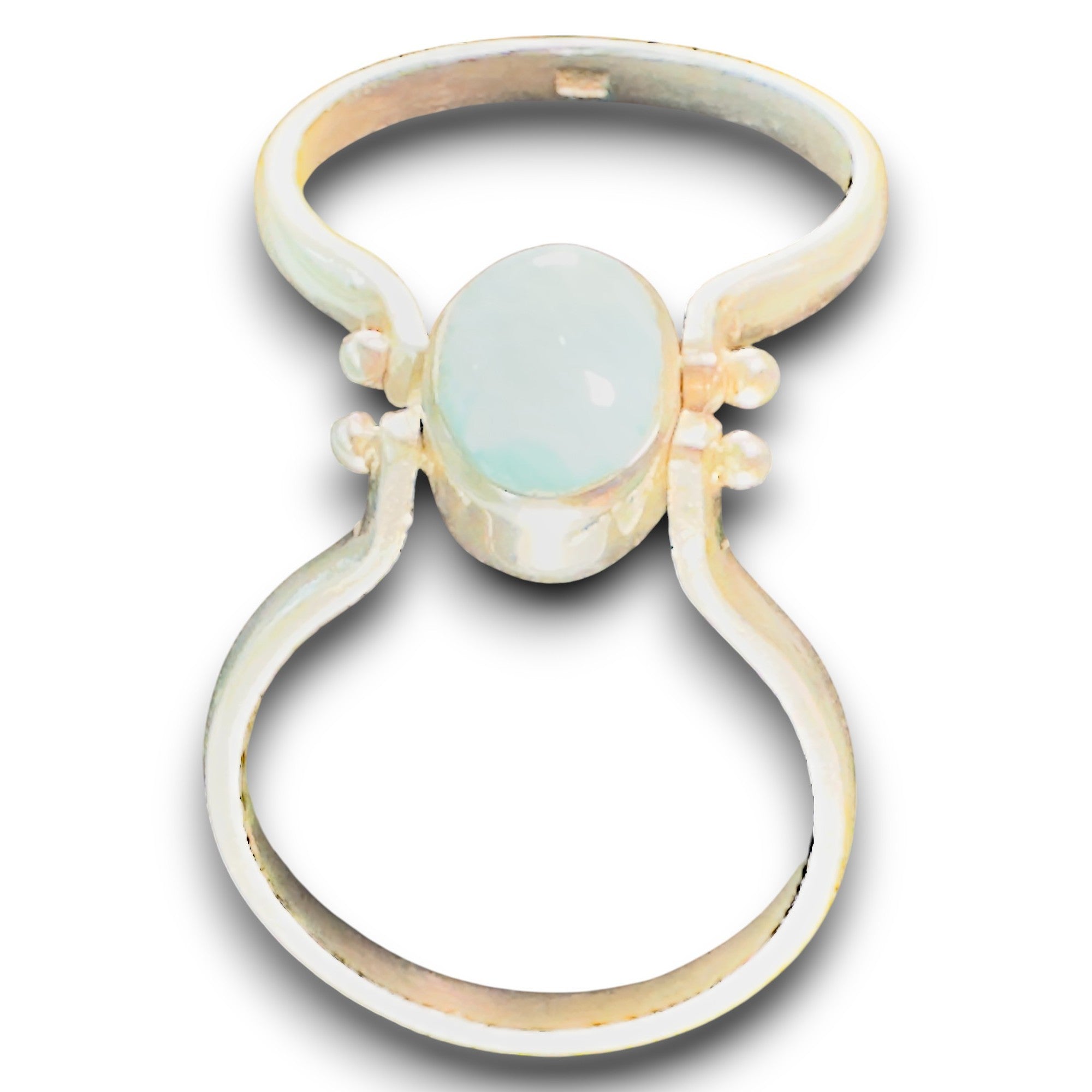 Mar Caribe, Reversible Larimar & Amber Flip Ring, Sterling Silver, stone close-up