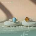 Mar Caribe, Reversible Larimar & Amber Flip Ring, Sterling Silver