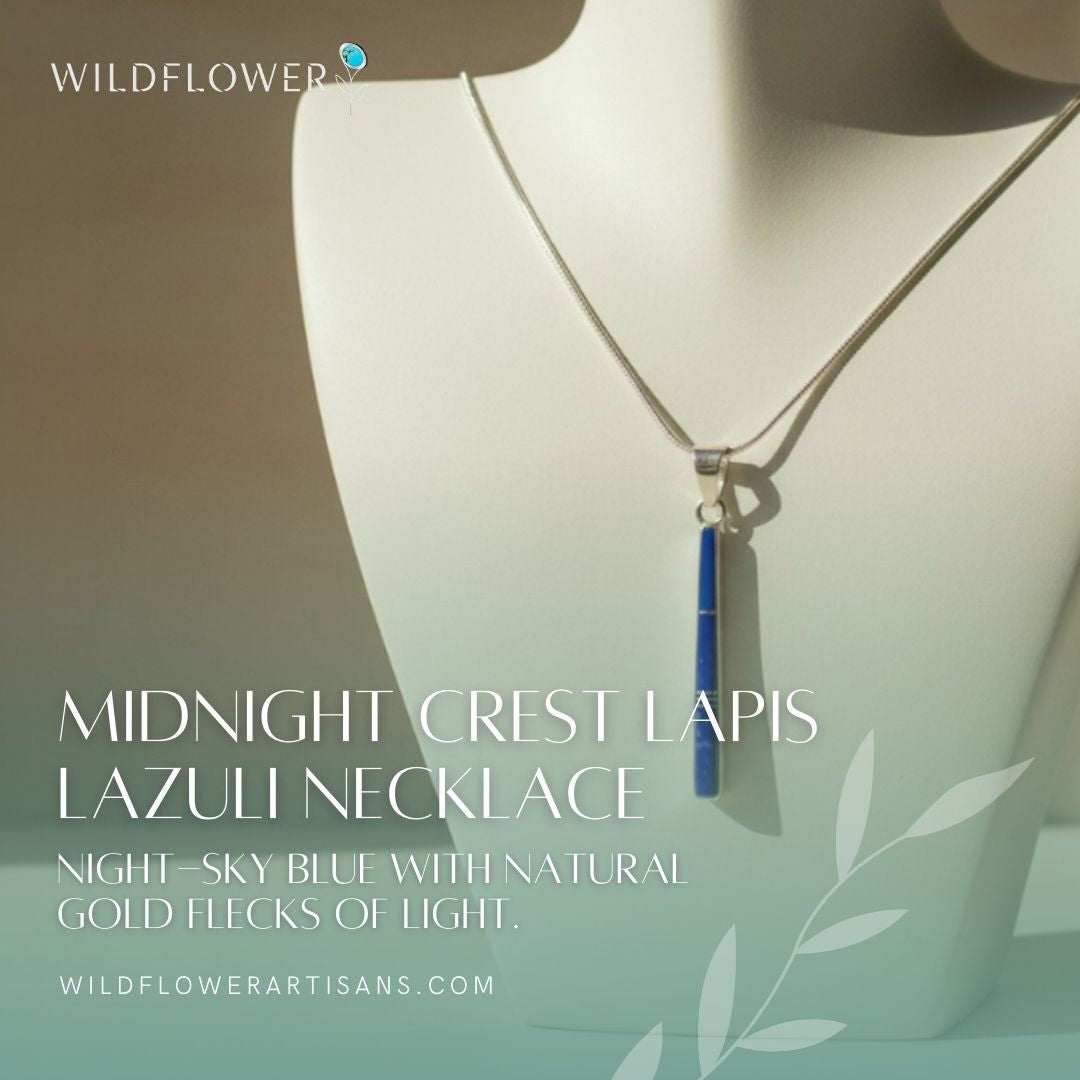Midnight Crest, Lapis Lazuli Necklace, Sterling Silver, by Rick Tolino