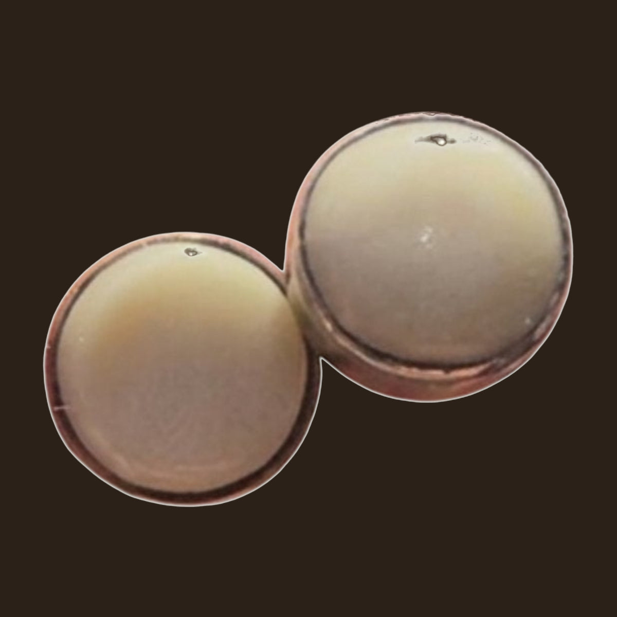 Mother of Pearl Round Stud Earrings in Sterling Silver, shown on an espresso background