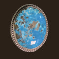 Nacozari Turquoise Statement Ring in Navajo Sterling Silver, by P. Yazzie, shown on an espresso background