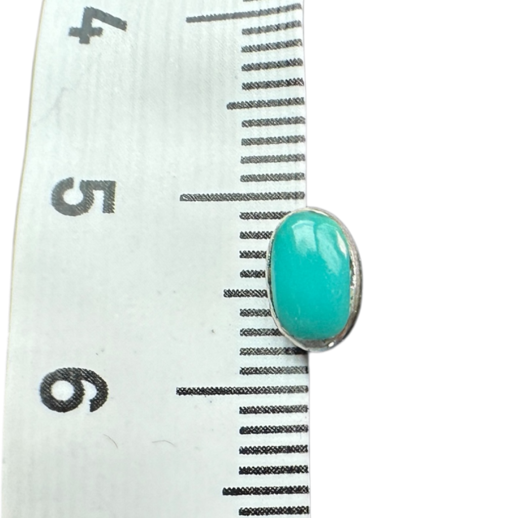 Natural Turquoise Oval Stud Earrings, Sterling Silver, side view