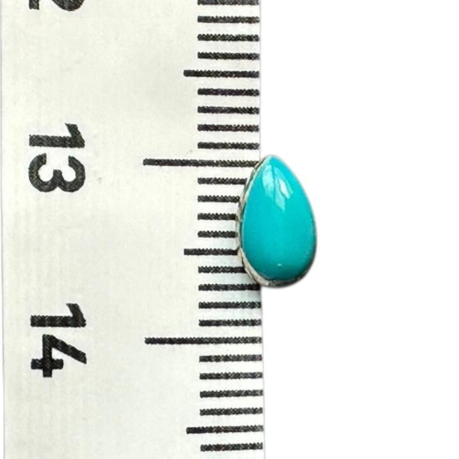 Natural Turquoise Teardrop Stud Earrings, Sterling Silver, on model