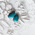 Natural Turquoise Teardrop Stud Earrings, Sterling Silver