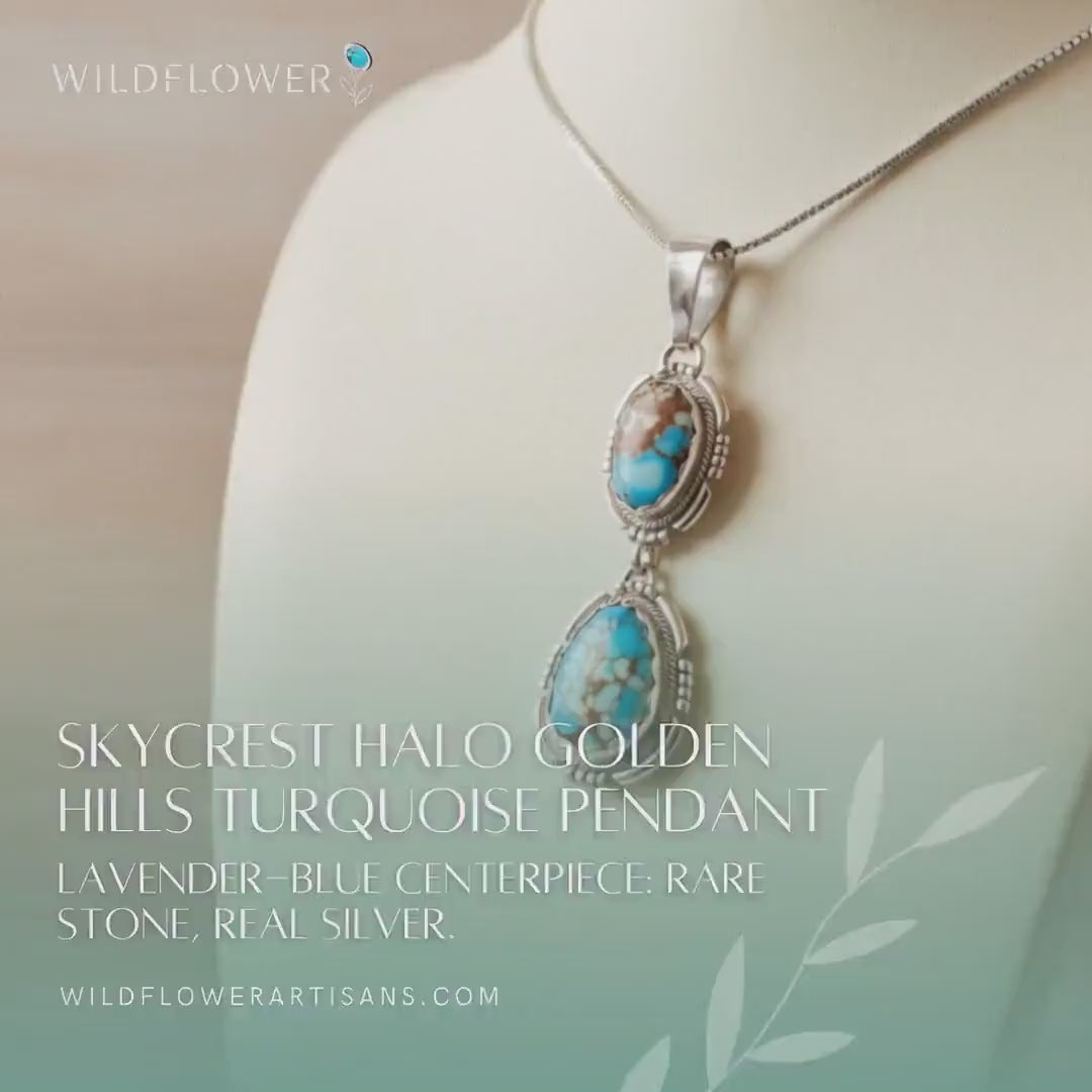 Skycrest Halo, Golden Hills Turquoise Pendant, Navajo Sterling, by Randy Billy, video