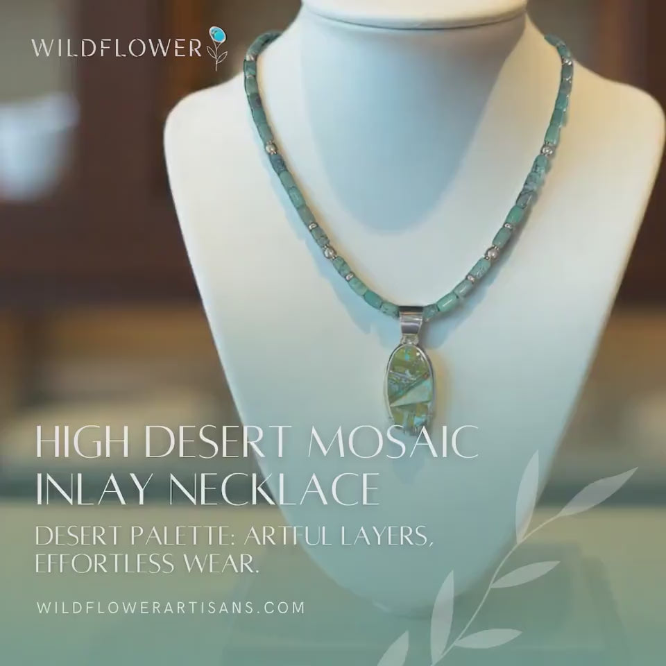 Horizon Line, Turquoise Inlay Collar Necklace, Navajo Sterling, by Harold Smith, video