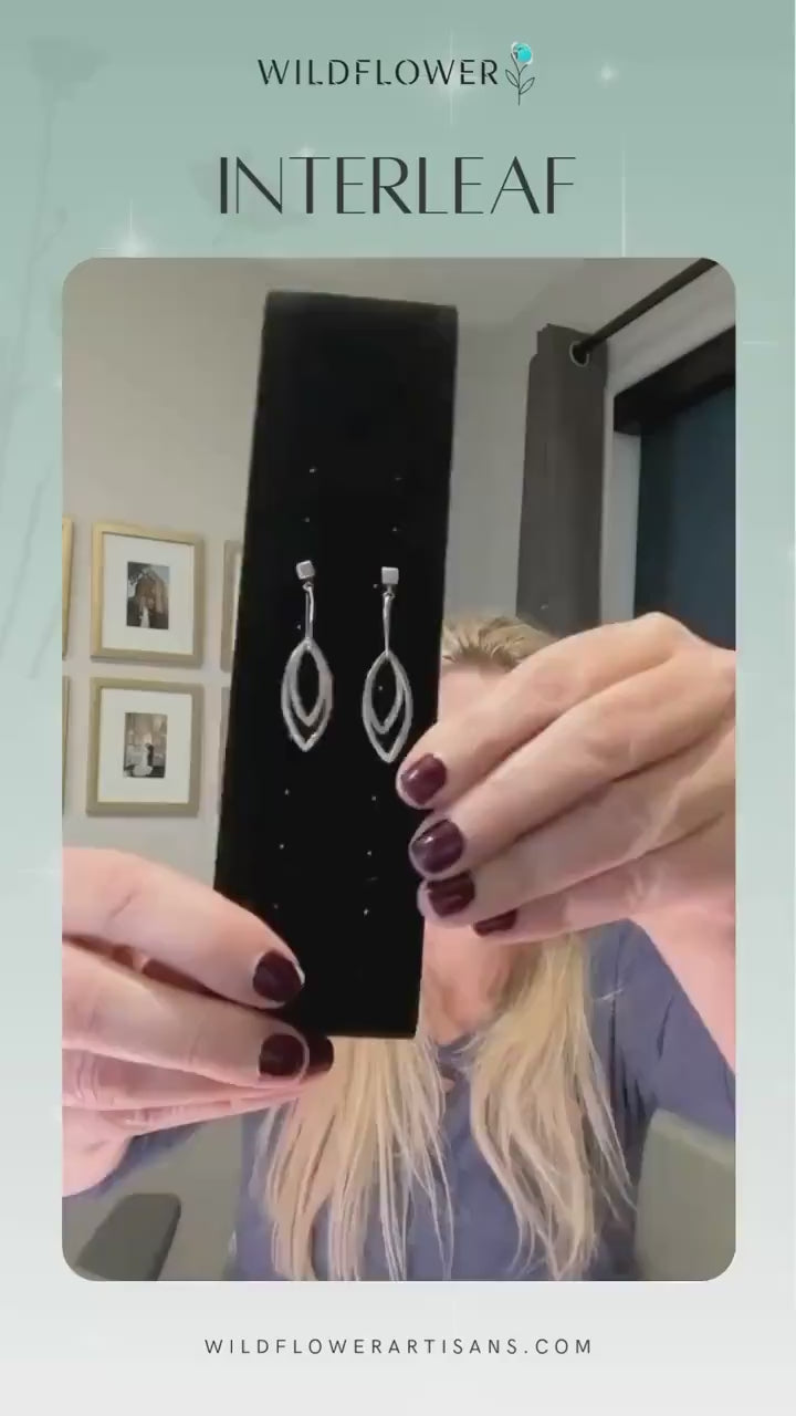 Interleaf Earrings, Sterling Silver Leaf Dangles, by Grace Chin, video