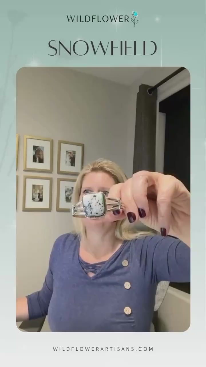 Snowfield, White Buffalo Cuff Bracelet, Navajo Sterling, by SE, video