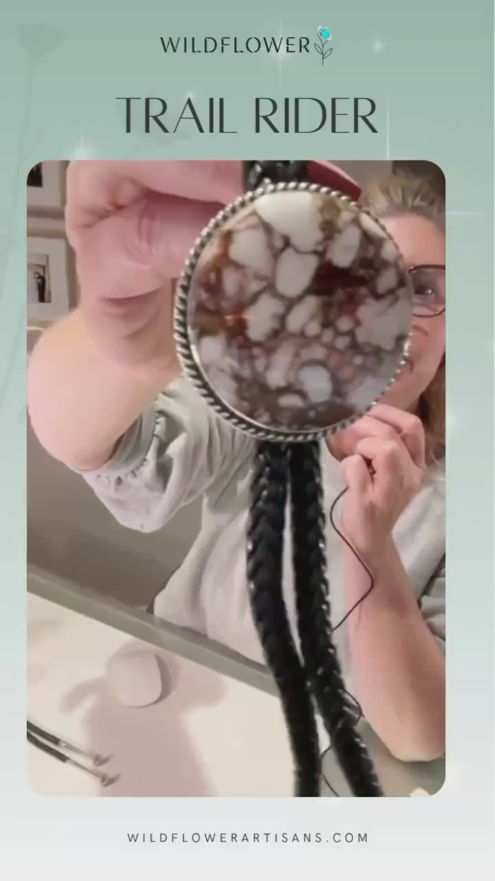 Trail Rider, Wild Horse Bolo Tie, Navajo Sterling, by P Yazzie, video