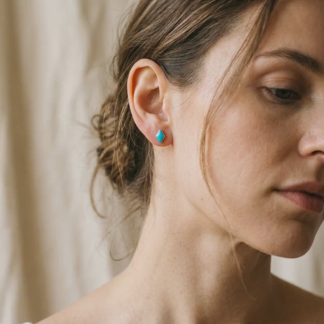 Turquoise Kite Stud Earrings, Sterling Silver, video