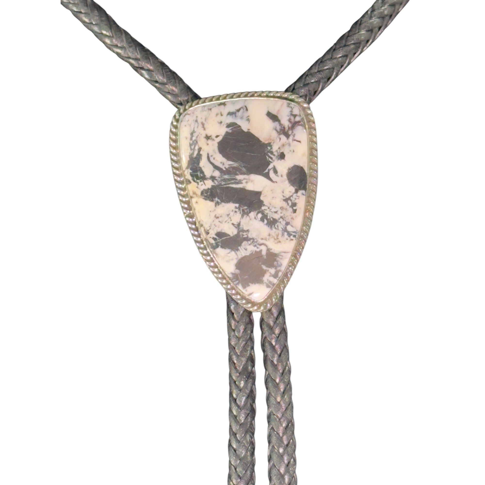 Range Crest, White Buffalo Bolo Tie, Navajo Sterling, by P Yazzie, clasp detail