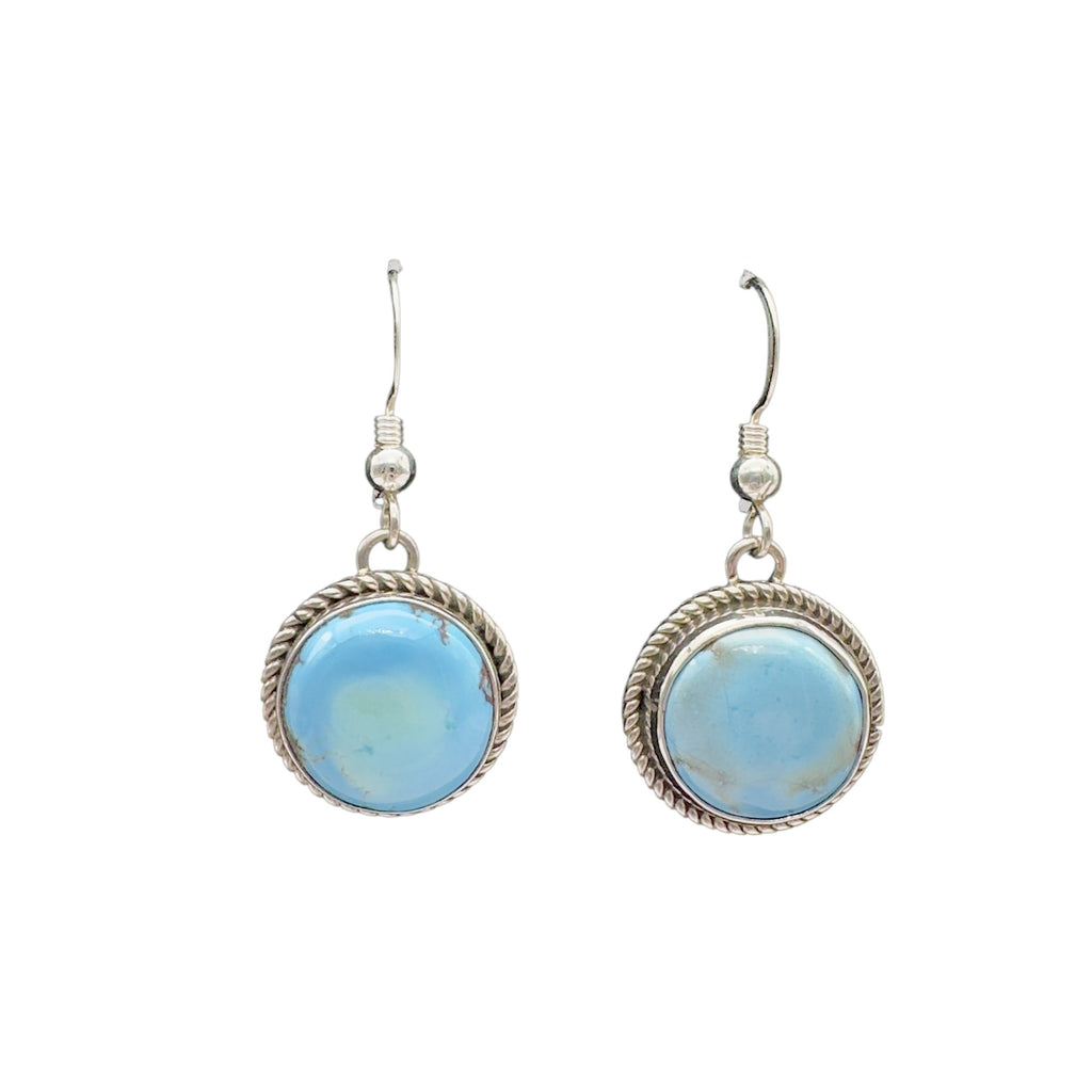 Sagewind Glow, Golden Hills Turquoise Earrings, Sterling Silver, by Lee S, detail view