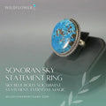 Sonoran Sky, Nacozari Turquoise Statement Ring, Navajo Sterling, by P Yazzie
