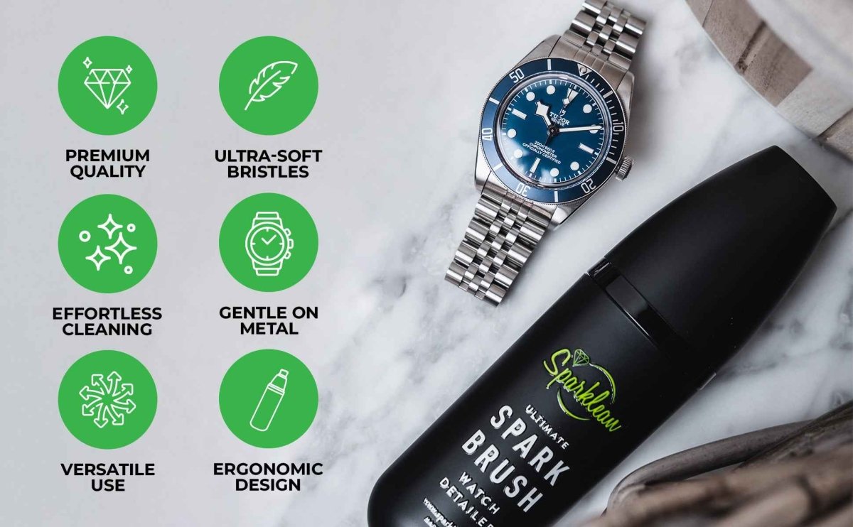 SparkBrush™ by Sparklean® — Soft-Bristle Watch & Jewelry Cleaner + Microfiber Cloth