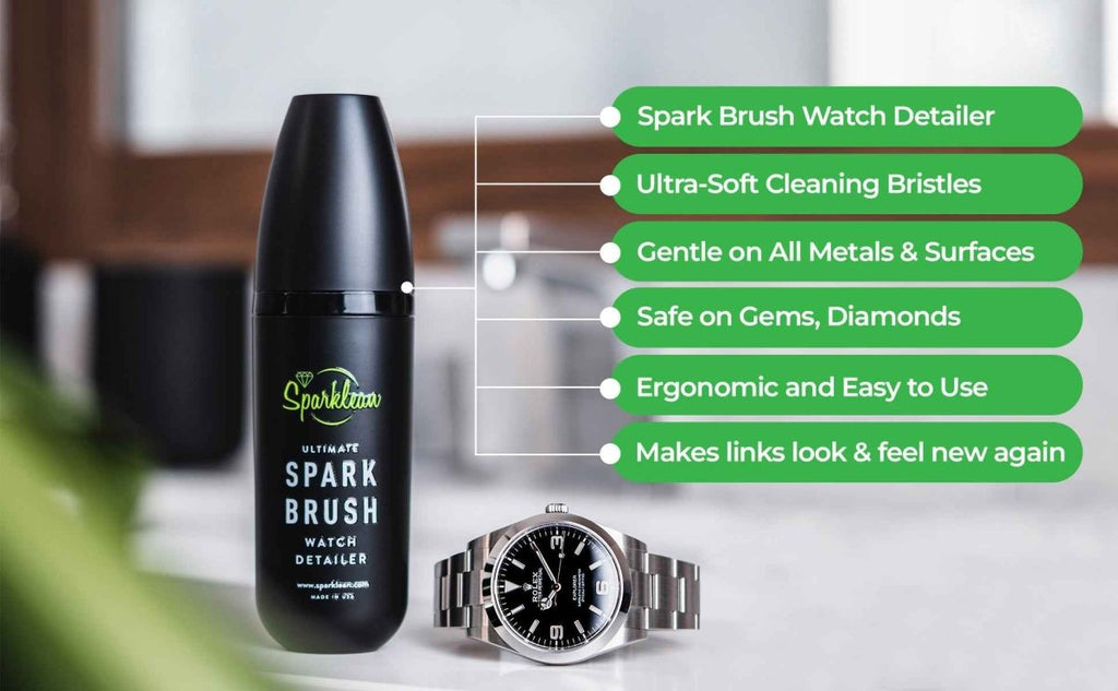 SparkBrush™ by Sparklean® — Soft-Bristle Watch & Jewelry Cleaner + Microfiber Cloth