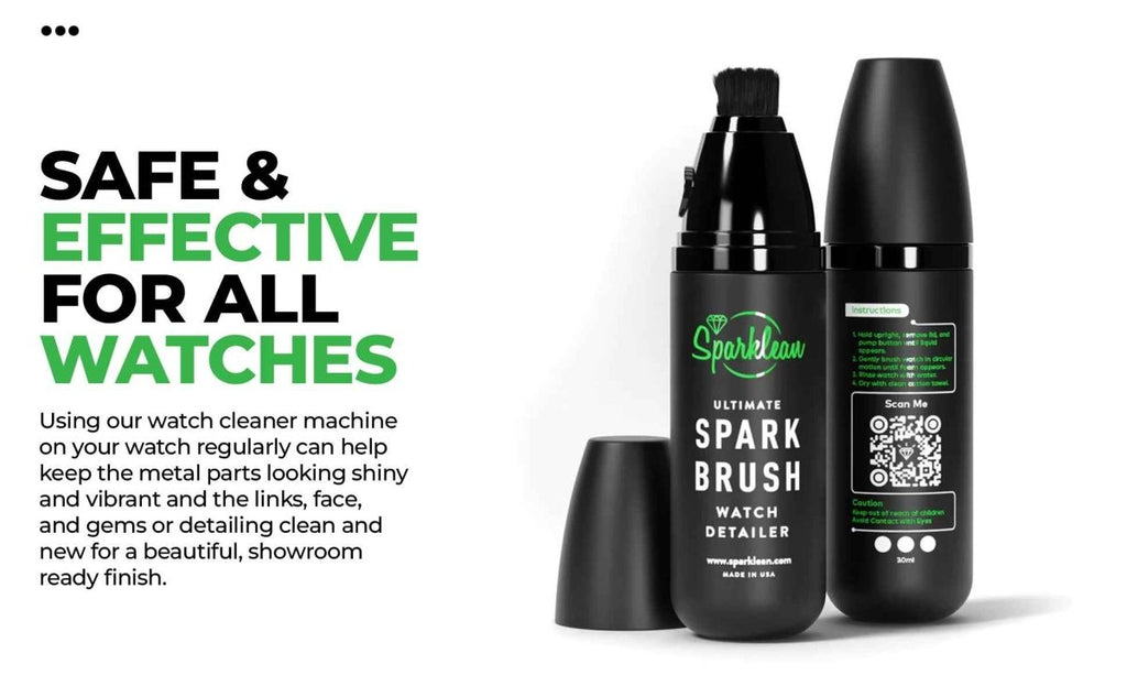 SparkBrush™ by Sparklean® — Soft-Bristle Watch & Jewelry Cleaner + Microfiber Cloth