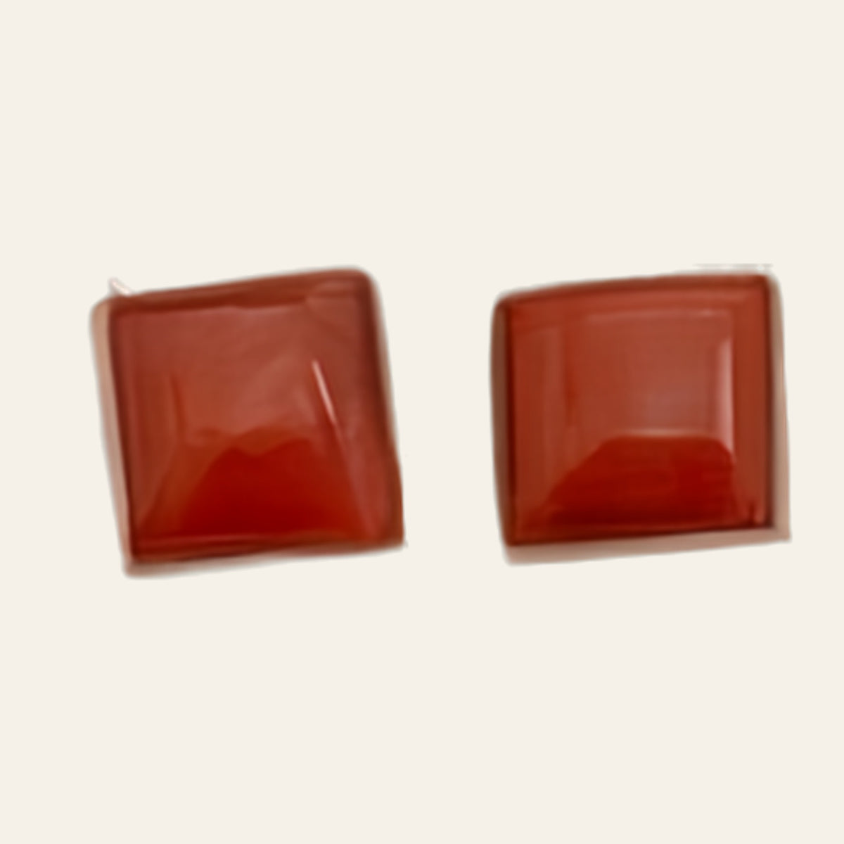 Spiny Oyster Square Stud Earrings in Sterling Silver or 14K Gold, shown on a cream background