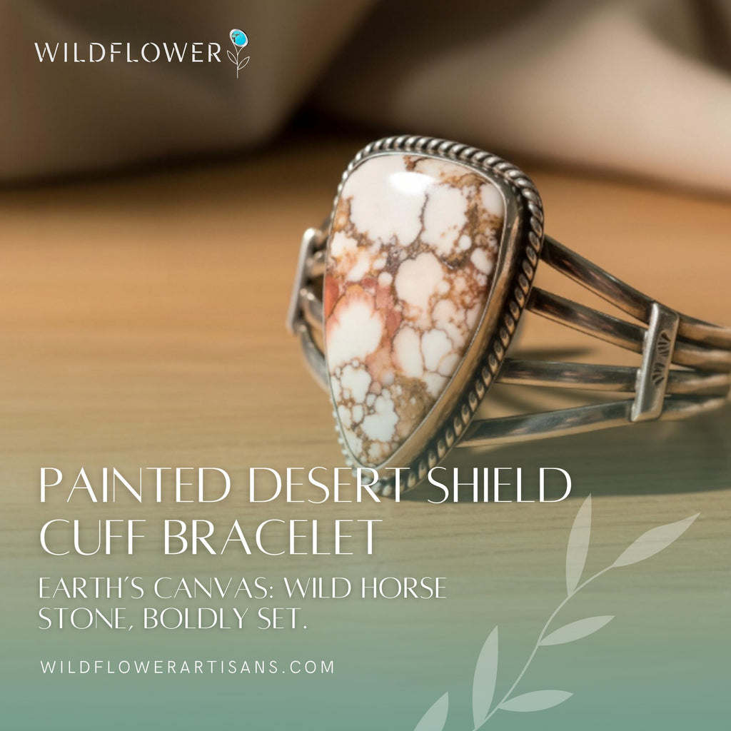 Wild Horse rope-edge sterling silver cuff, part of the Santa Fe Set