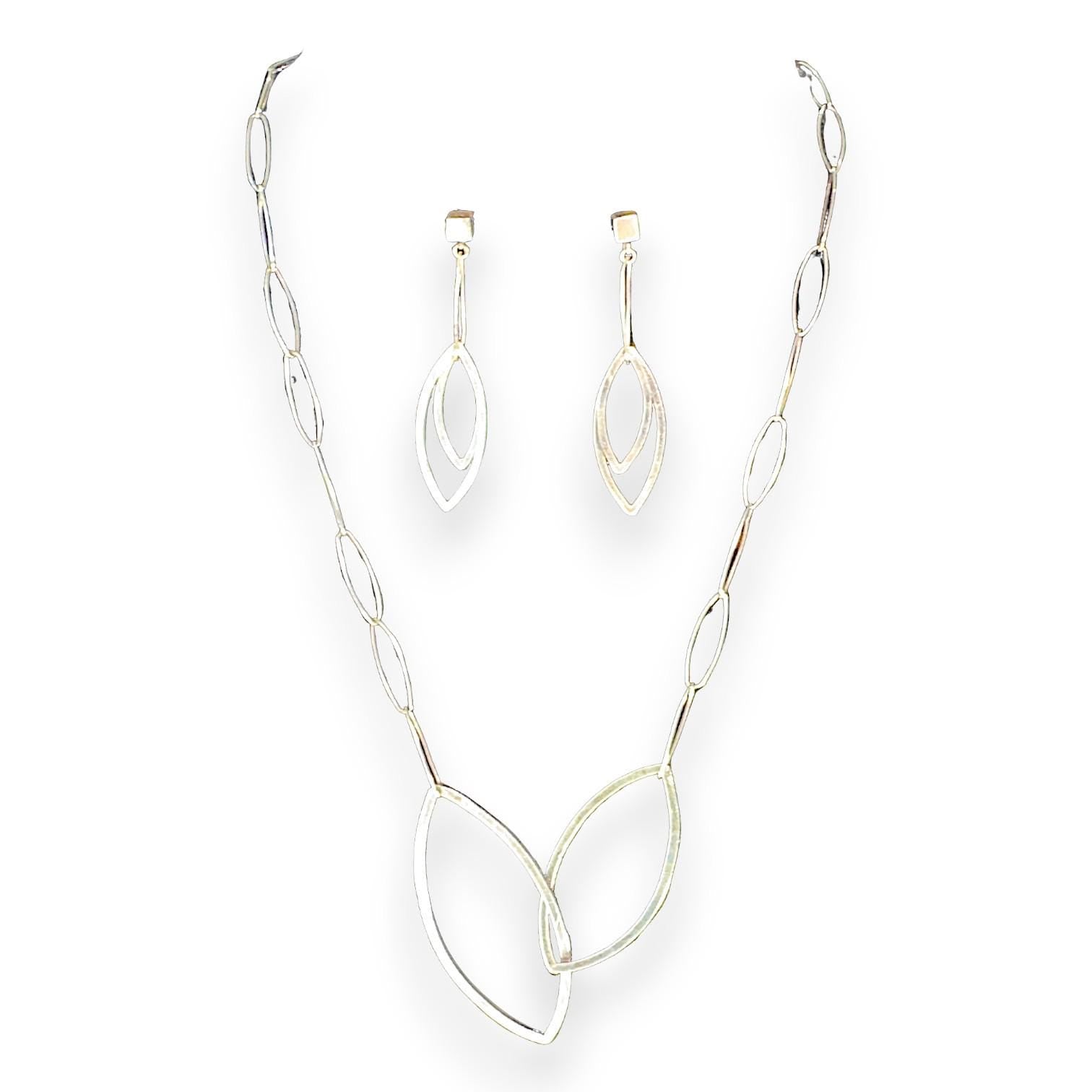 Interleaf Earrings, Sterling Silver Leaf Dangles, by Grace Chin, on model
