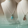 Tide & Ember, Reversible Larimar & Amber Teardrop Pendant, Sterling Silver