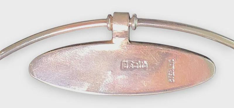 Horizon Line, Turquoise Inlay Collar Necklace, Navajo Sterling, by Harold Smith, back view