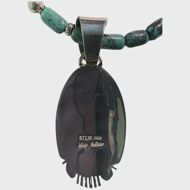 High Desert Mosaic, Turquoise Inlay Pendant Necklace, Navajo Sterling, by Rick Tolino, artisan craftsmanship
