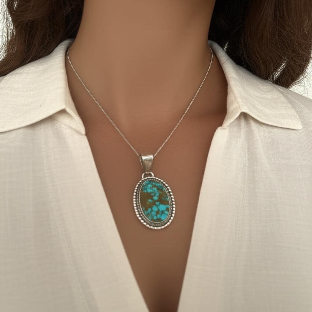Crimson Vein, Kingman Red Web Turquoise Pendant, Navajo Sterling, by Mary Ellen, clasp detail