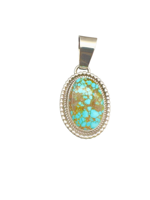 Crimson Vein, Kingman Red Web Turquoise Pendant, Navajo Sterling, by Mary Ellen, detail close-up
