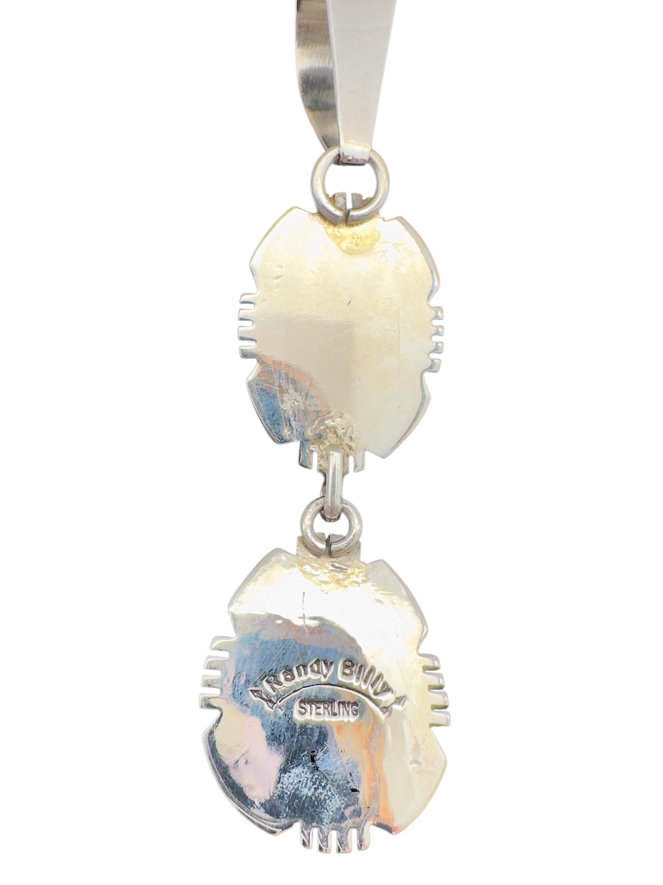 Skycrest Halo, Golden Hills Turquoise Pendant, Navajo Sterling, by Randy Billy, on model