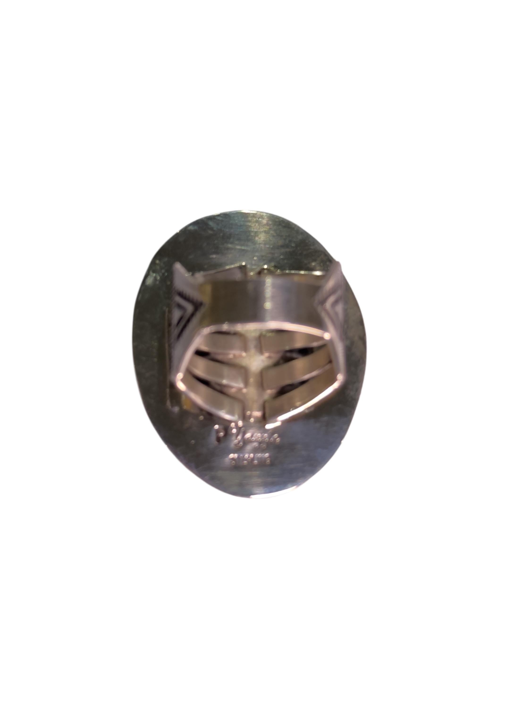 Raven & Snow, White Buffalo Statement Ring, Navajo Sterling, by P Yazzie, stone close-up