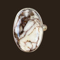 Wild Horse Stone Ring in Sterling Silver, Size 7, shown on an espresso background