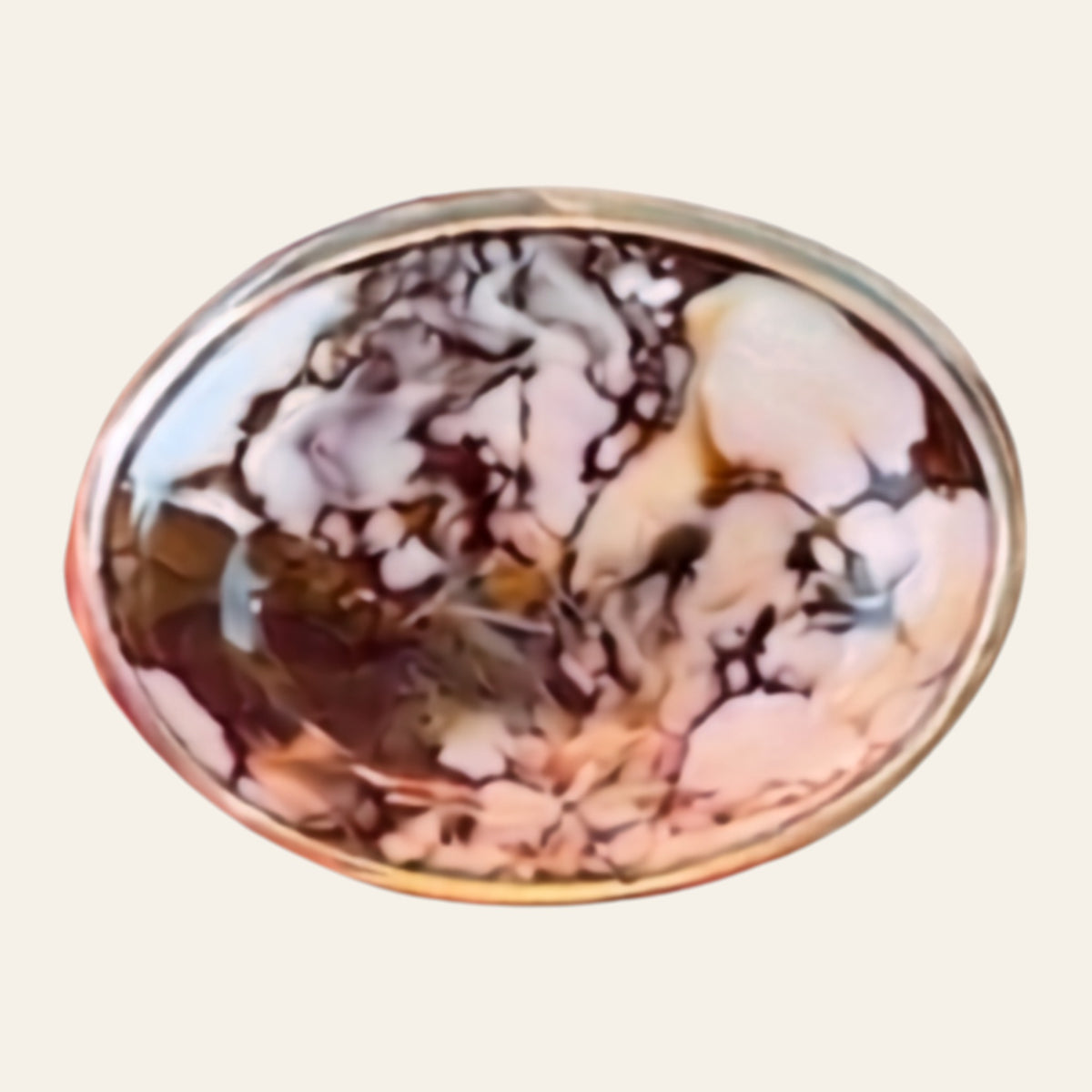 Wild Horse Stone Ring in Sterling Silver, Size 8.5, shown on a cream background