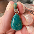 Wildflower Artisans Martinez Fox turquoise teardrop pendant in sterling silver with a matching stone set in the bail